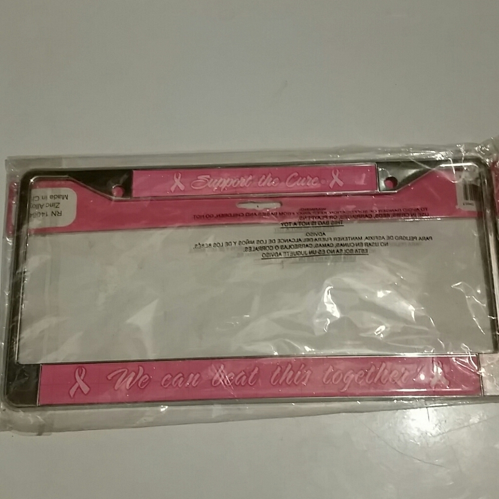 Breast cancer awareness license plate frame